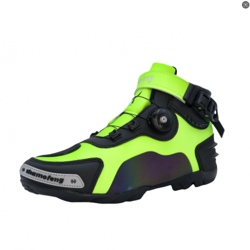 Motorcycle Shoes Men Racing Bike Boots, Off-Road Driving Sneakers, Breathable Street Riding Boots for Men, Low Ankle, Rotary and Plug Buckle Design