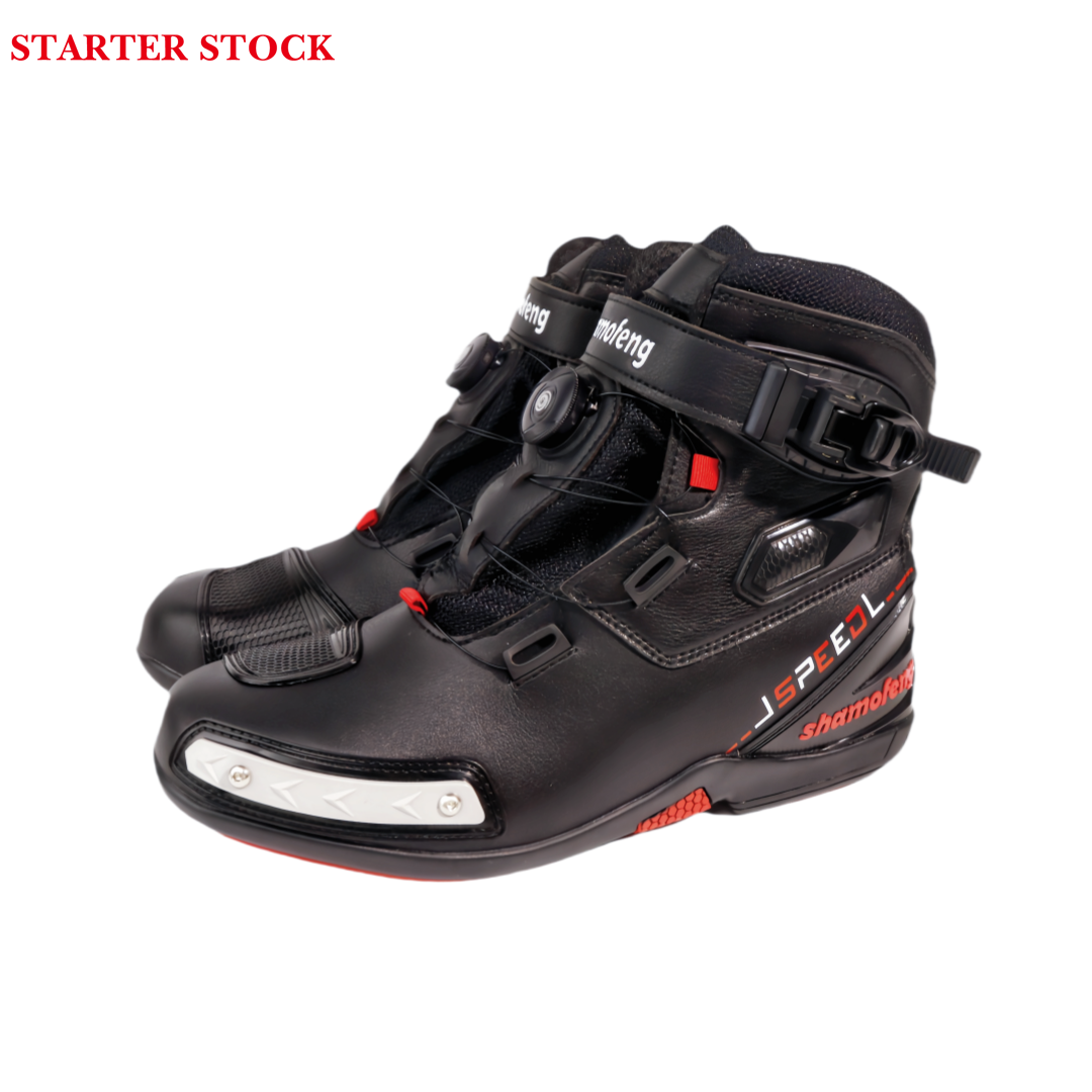 Motorcycle Shoes Men Racing Bike Boots, Off-Road Driving Sneakers, Breathable Street Riding Boots for Men, Anti-Collison Toe and Heel, Buckle Design
