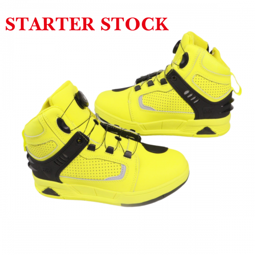 Motorcycle Shoes Men Leather Street Bike Boots, Protective Motorcycle Sneakers, Breathable Street Riding Boots for Men and Women, Anti-Collison Toe and Heel, Rotation Buttonpicture2