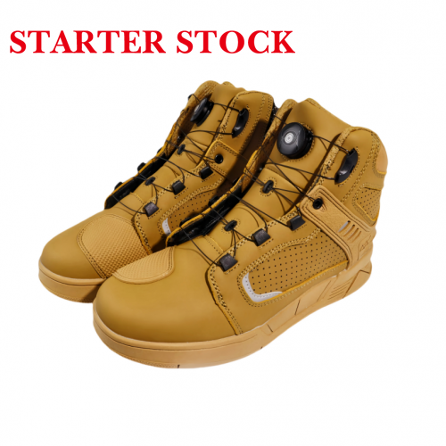 Motorcycle Shoes Men Leather Street Bike Boots, Protective Motorcycle Sneakers, Breathable Street Riding Boots for Men and Women, Anti-Collison Toe and Heel, Rotation Buttonpicture3