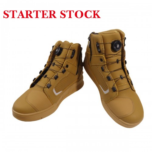 Motorcycle Shoes Men Leather Street Bike Boots, Protective Motorcycle Sneakers, Breathable Street Riding Boots for Men and Women, Anti-Collison Toe and Heel, Rotation Buttonpicture4