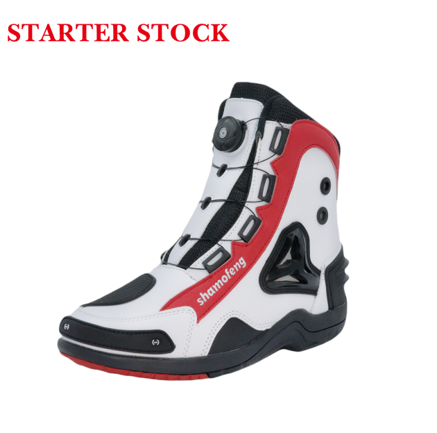 Motorcycle Shoes Men Racing Bike Boots, Off-Road Driving Sneakers, Breathable Street Riding Boots for Men, Anti-Collison Toe and Heel, Buckle Design