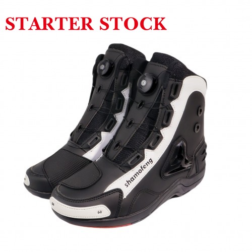 Motorcycle Shoes Men Racing Bike Boots, Off-Road Driving Sneakers, Breathable Street Riding Boots for Men, Anti-Collison Toe and Heel, Buckle Designpicture3