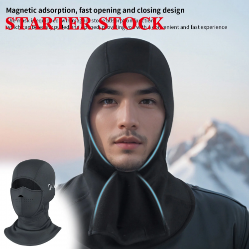 Magnetic face mask, suitable for outdoor cycling in cold weather, with fleece-lined warm and windproof lining and balaclava.picture3