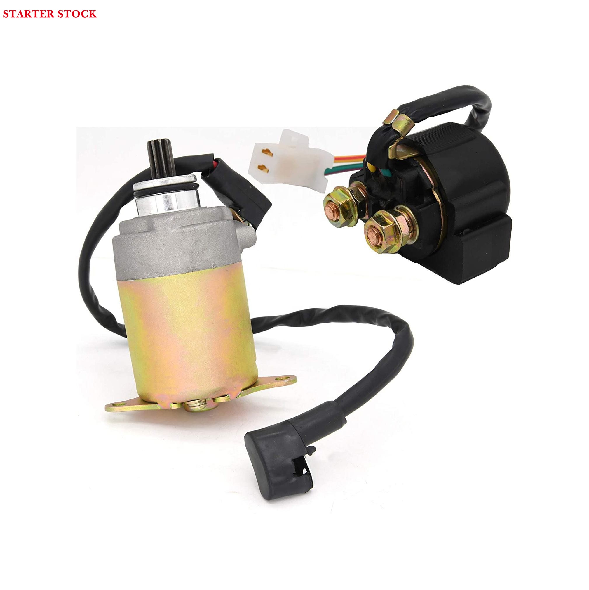 ATV Dirt Bikes Scooters Go KartStarter Solenoid Relay + Starter Motor for 4-Stroke GY6 Engine 50cc 150cc 200cc 250cc