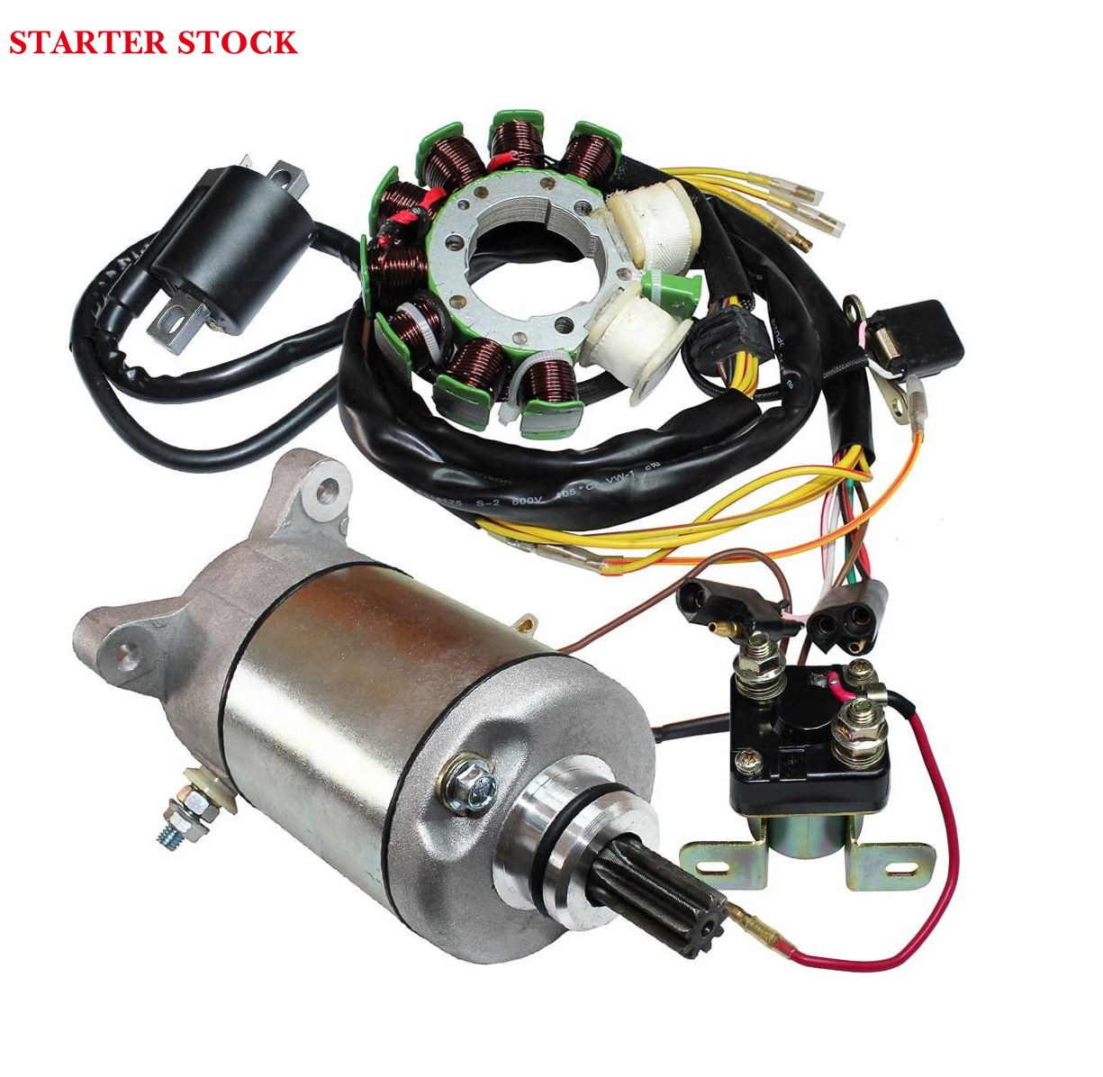 4-StrokeAtvutv Parts & Accessories Magnum 425 4X4 1995 1996-1998 Stator Starter Relay Solenoid and Ignition Coil for Polaris