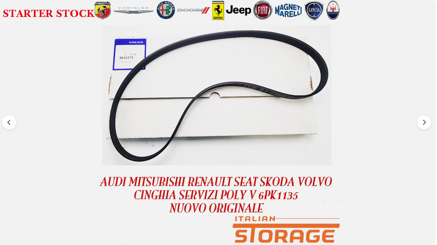 Audi Mitsubishi Renault Seat Skoda Volvo Belt Services Poly V 6PK1135 8642479