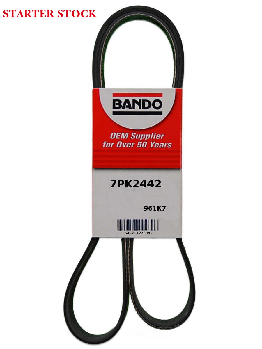 Serpentine Belt - Bando - Bando 7PK2442 OEM Quality Serpentine Belt 7 Ribsx2442mm or 7 Ribsx96.1 inches (Part Number: 7PK2442)