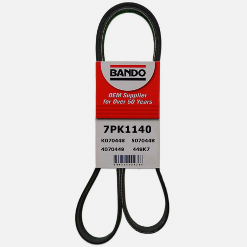La correa de transmisión accesoria Bando 7PK1140 es compatible con los modelos Nissan Versa de 2009 a 2011, con motor de 1.6 L L4