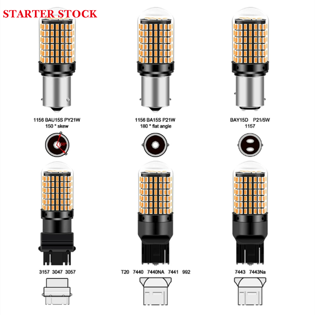 A80 T20 1156 1157 3014 144SMD LED Turn Signal Lights Error-Free Canbus 12V Fog Light for All Cars