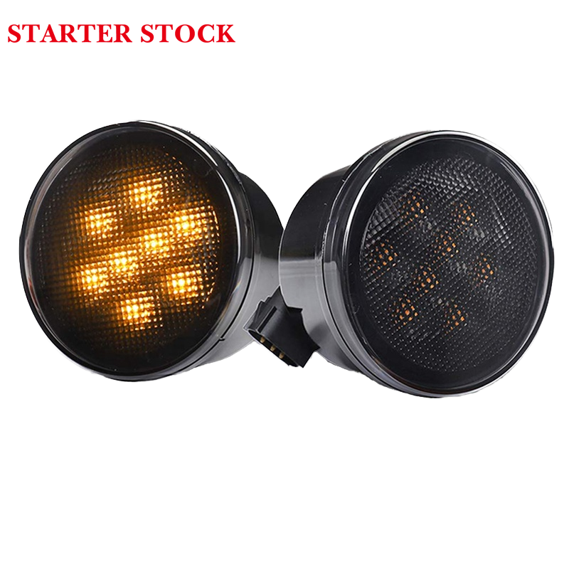 For OVOVS LED Turn Signal Lights with Smoked Lens for Jeep for Wrangler Jk Front Fender Amber Indicator