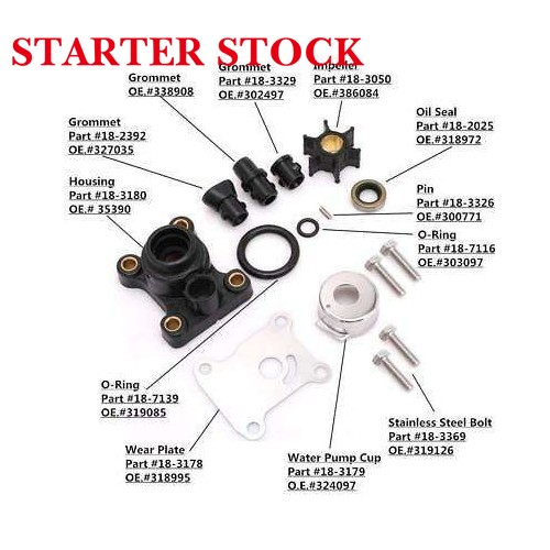 394711 Force Marine Fuel Water Pump Impeller Replacement for Johnson Evinrudepicture4