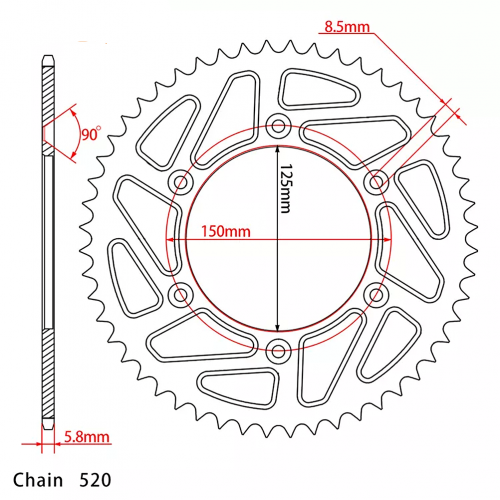 Motorcycle Dirt Bike Aluminum Alloy Rear Chain Sprocket 52T SX SXF XC XCF XCW EXC EXCF for KTM HUSQVARNA GASGASpicture6