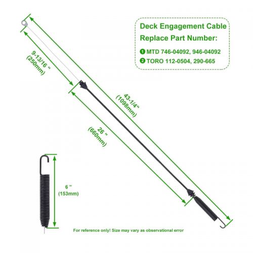 946-04092 746-04092 Deck Engagement Cable Replace for Toro 112-0504 LX420 LX425 LX460 42" Pto Cable for MTD Troy-Bilt Lawn Mowerpicture5