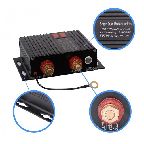 VSR Voltage Sensitive Relay Intelligent Dual Battery Isolator Kit for Car, Truck, RV 250 AMP Battery Isolator Universal 12V-24Vpicture2