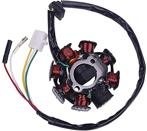 Generator Stator with  Scooter Moped Go Kart GY6 50 cc / QMB139 Engines - 8 Coils / 5 Wires OEM:RMS010-102437