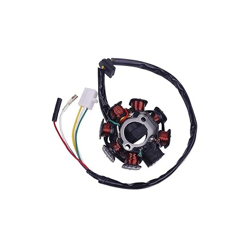 Generator Stator with  Scooter Moped Go Kart GY6 50 cc / QMB139 Engines - 8 Coils / 5 Wires OEM:RMS010-102437