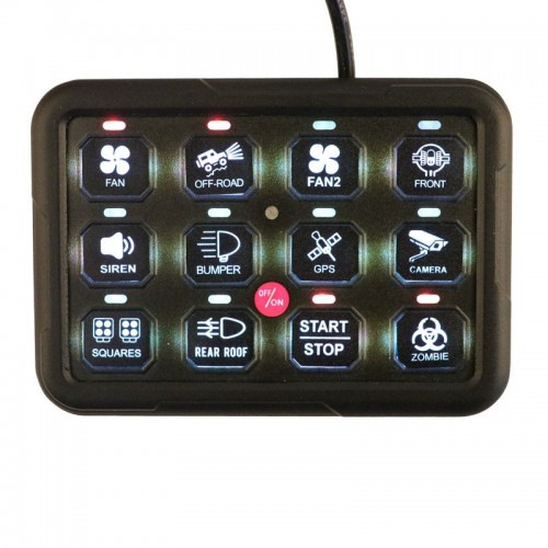 High Quality 12 Gang 12V 24V 7 Color Backlight Waterproof IP68 Smart Control Panel with ABS Material